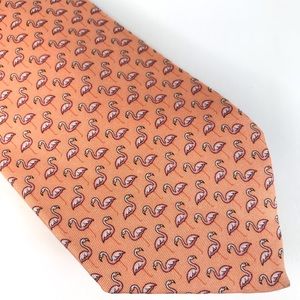 TOMMY HILFIGER Silk Tie Mens Orange Pink Flamingo